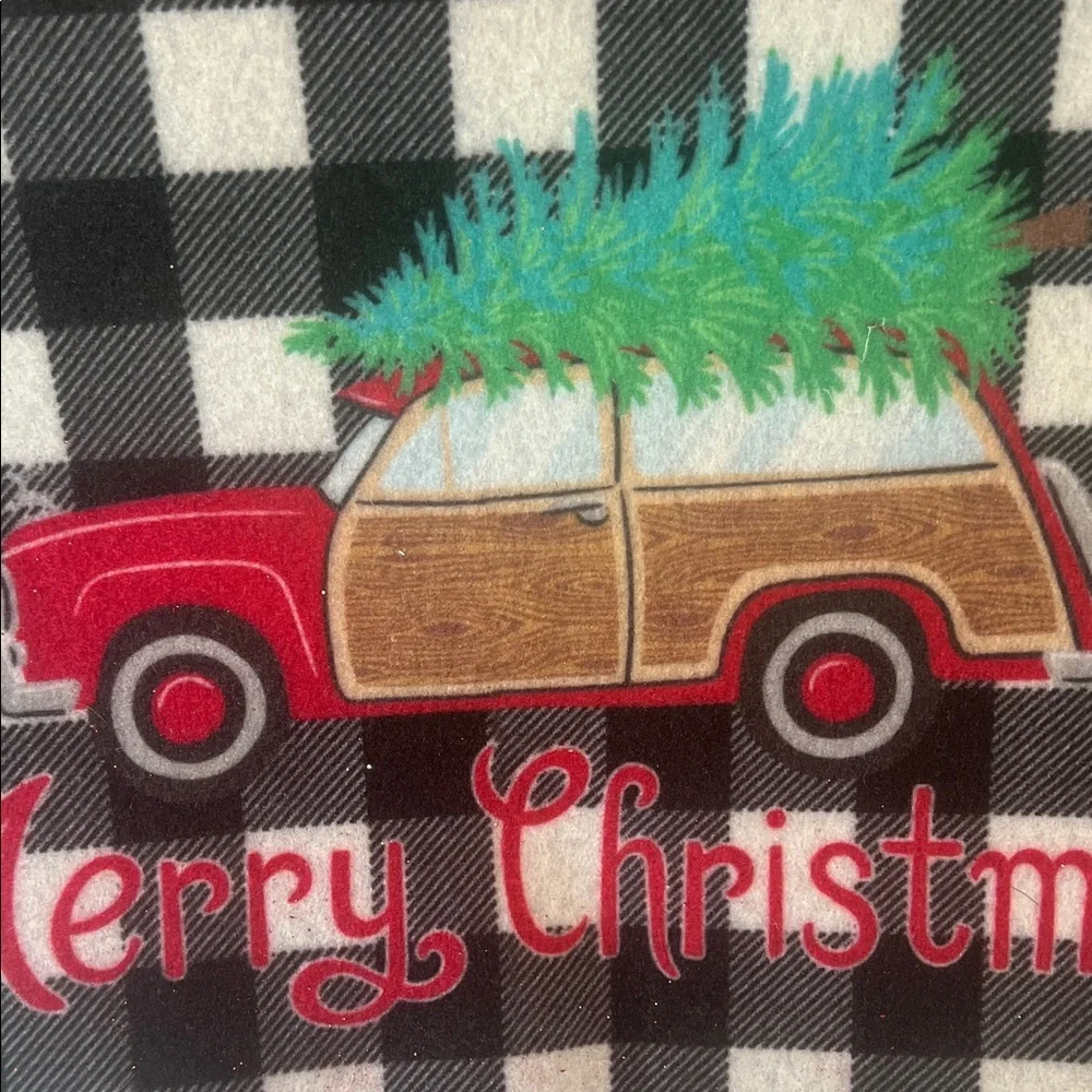 Merry Christmas Plaid Door Mat